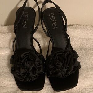 DEITAN Black Floral Heels